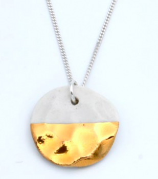 Round Hammered Pendant in White